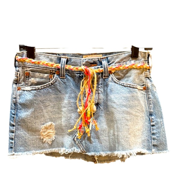 Rare Hollister Y2K Jean Skirt w Beach Barbie PINK Raffia Belt ⭐️⭐️⭐️⭐️⭐️ - Picture 5 of 11